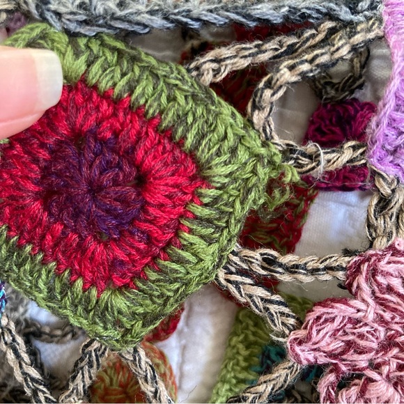 Y2K crochet cardigan sweater Marissa Christina 3D artsy floral fairy festival M - Picture 7 of 11